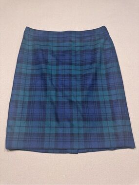 J. Crew Navy and Forest Green Tartan Pencil Skirt